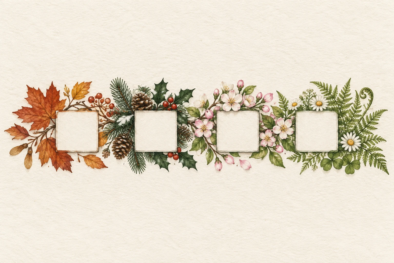 Changing botanical leaves around calendar tiles