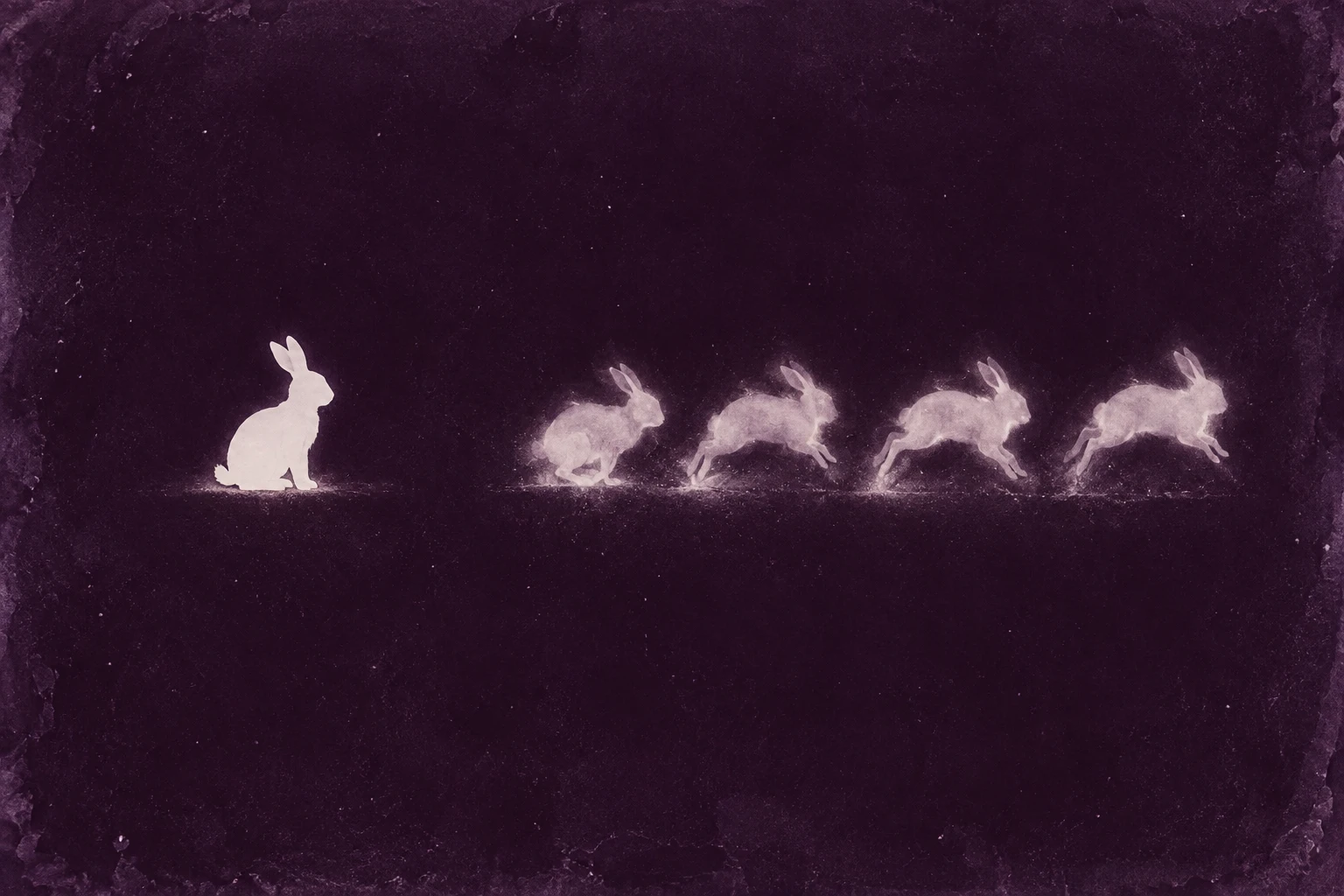 Photogram of one frozen silhouette beside a strip of movement