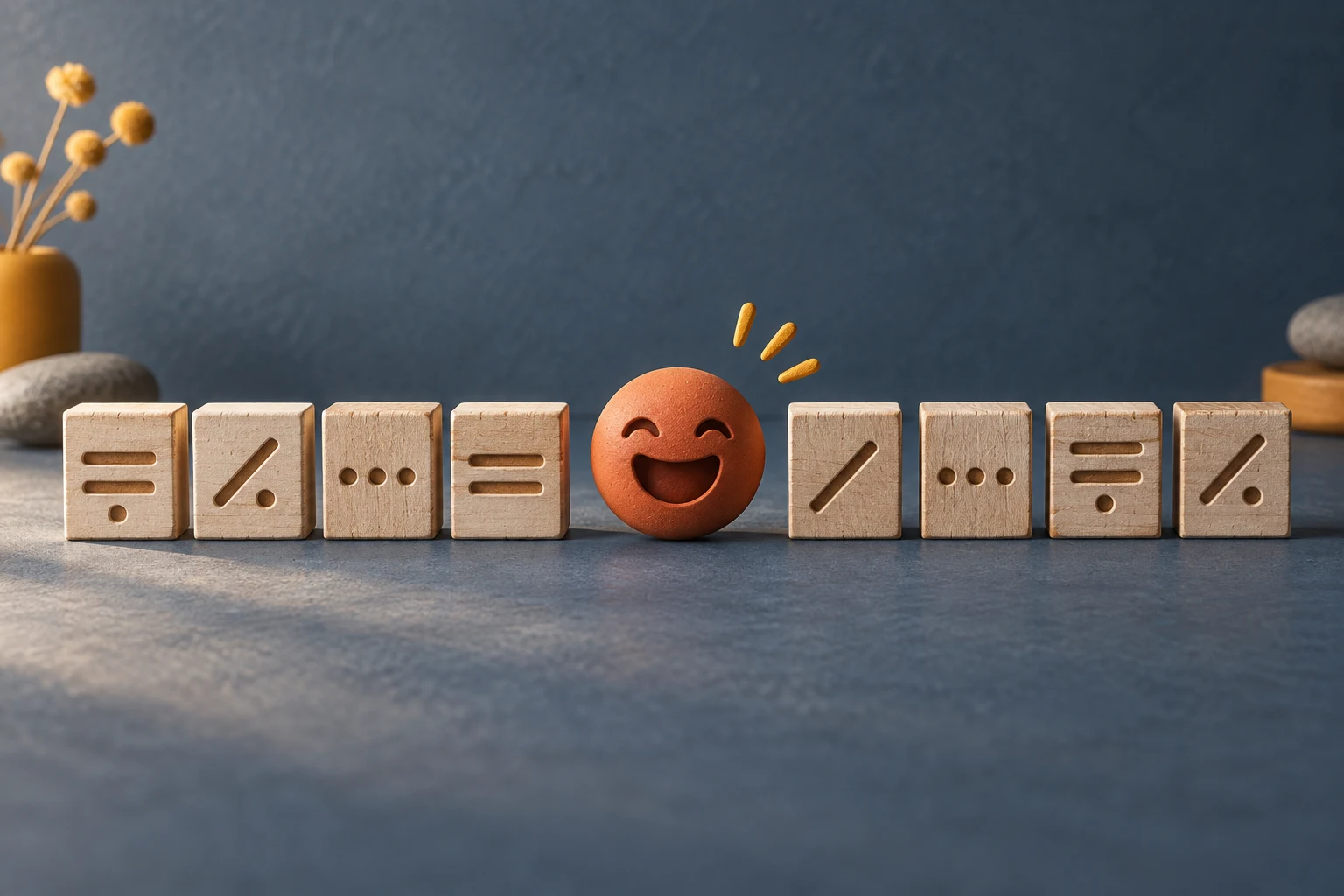Monospaced letter tiles changing into an expressive face