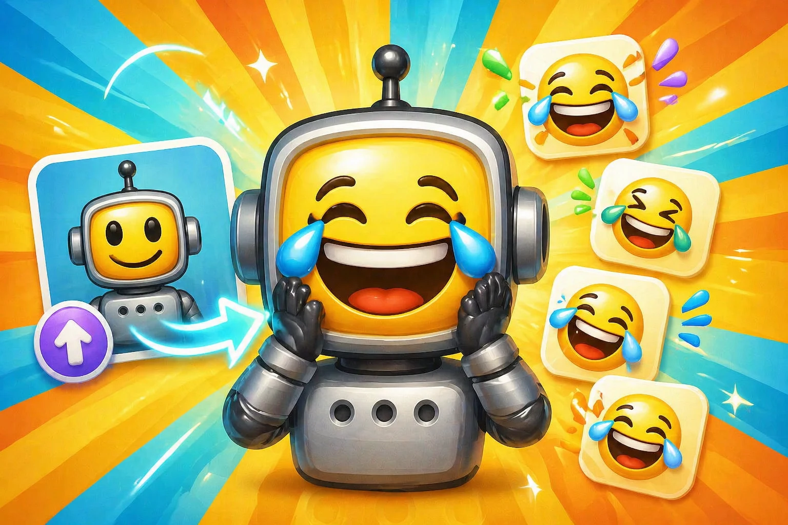 AI laughing emoji maker with joyful animated reaction preview