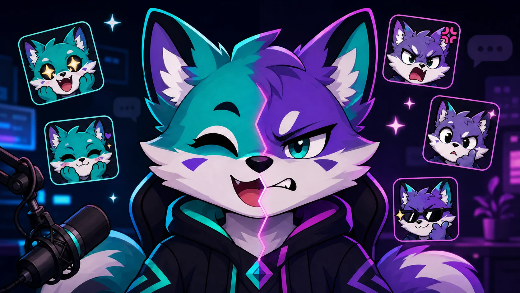 Original PNGTuber expression sheet compared with tiny Twitch chat emotes