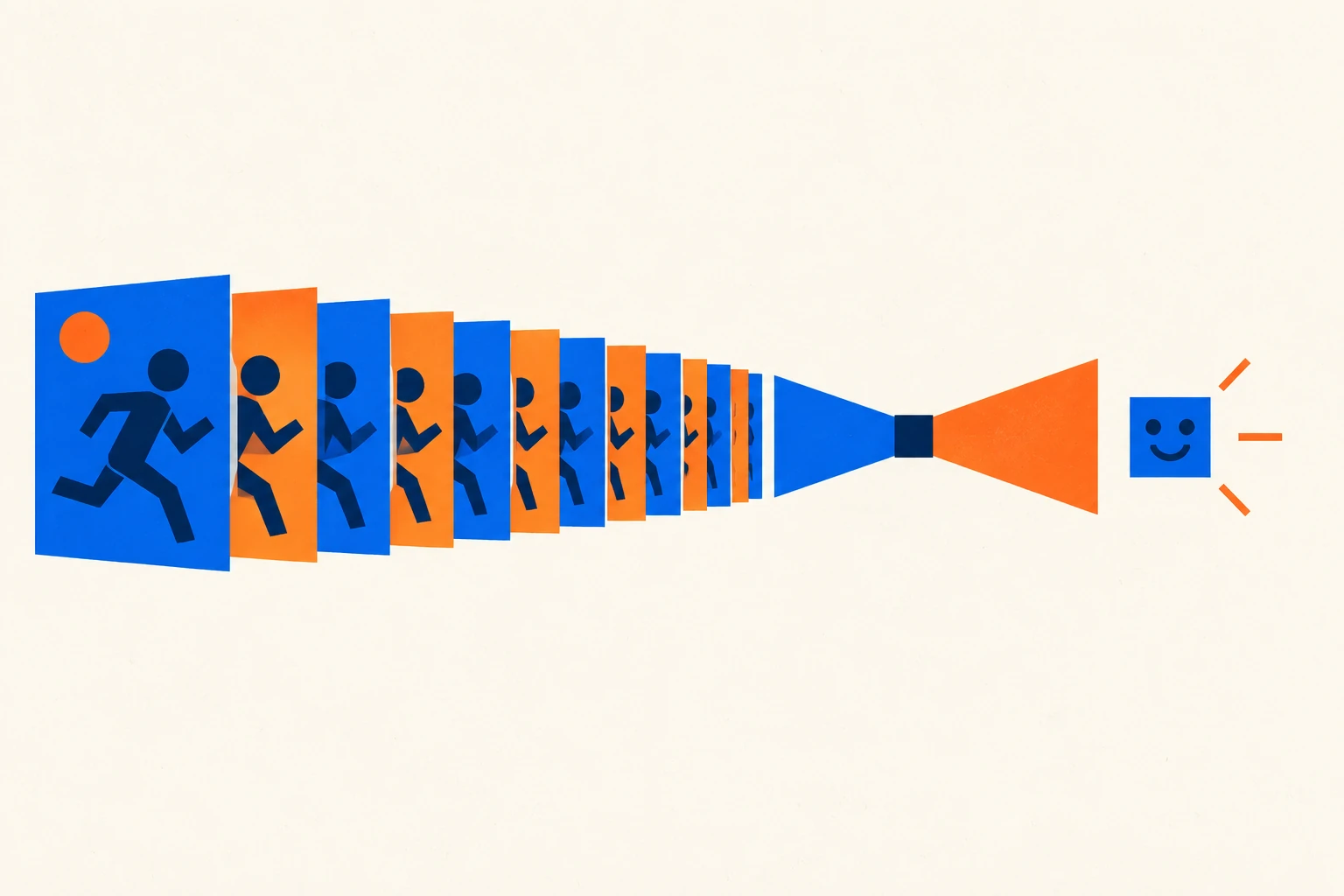 A geometric print illustration of a large GIF becoming a smaller file